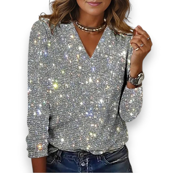 Nadine™ | V-hals diamantblus